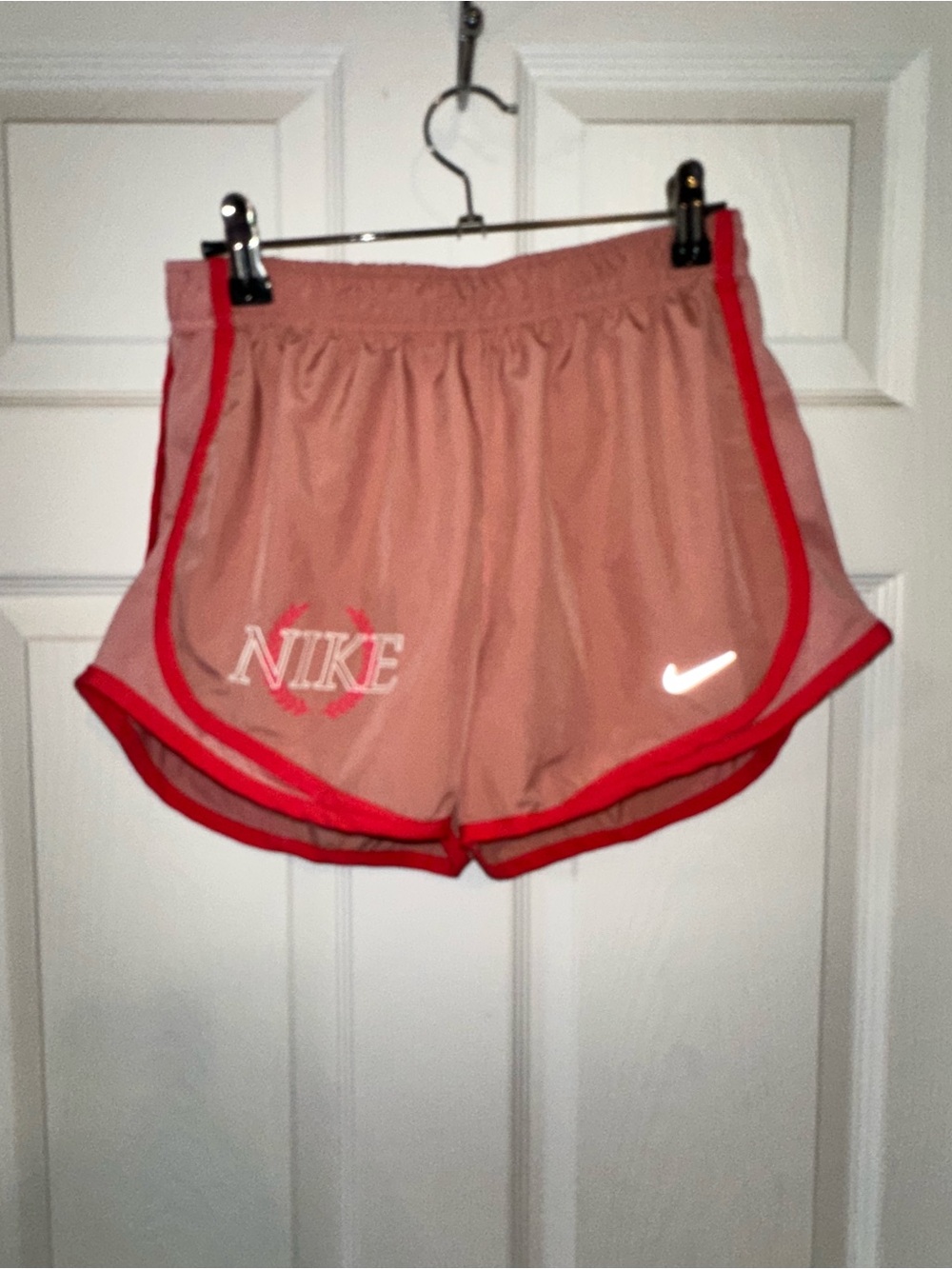 Nike Pink Athletic Shorts with Pink Trim and Reflective Swoosh